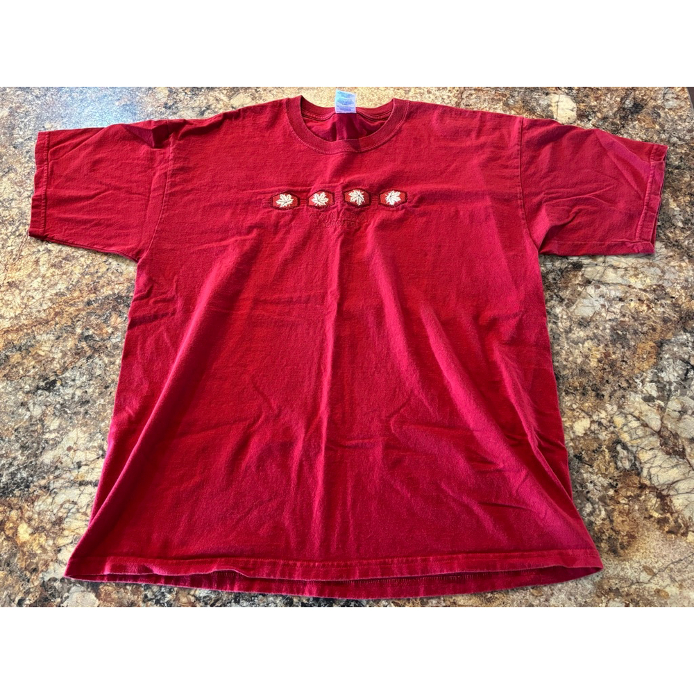 Canada Toronto Maple Leaf Embroidered Red Graphic T Shirt XL Gildan